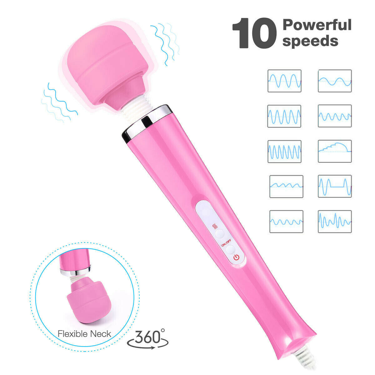 Magic Massage Wand Muscle Relaxation Massager 20 Speed Vibrating Full Body Therapy Motor Vibration
